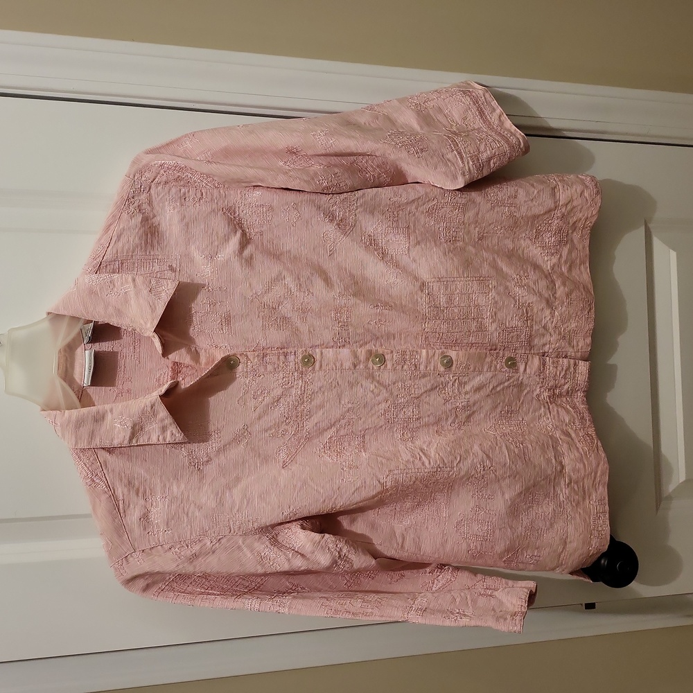 Chico's pink button down size 1 - material silk linen and rayon